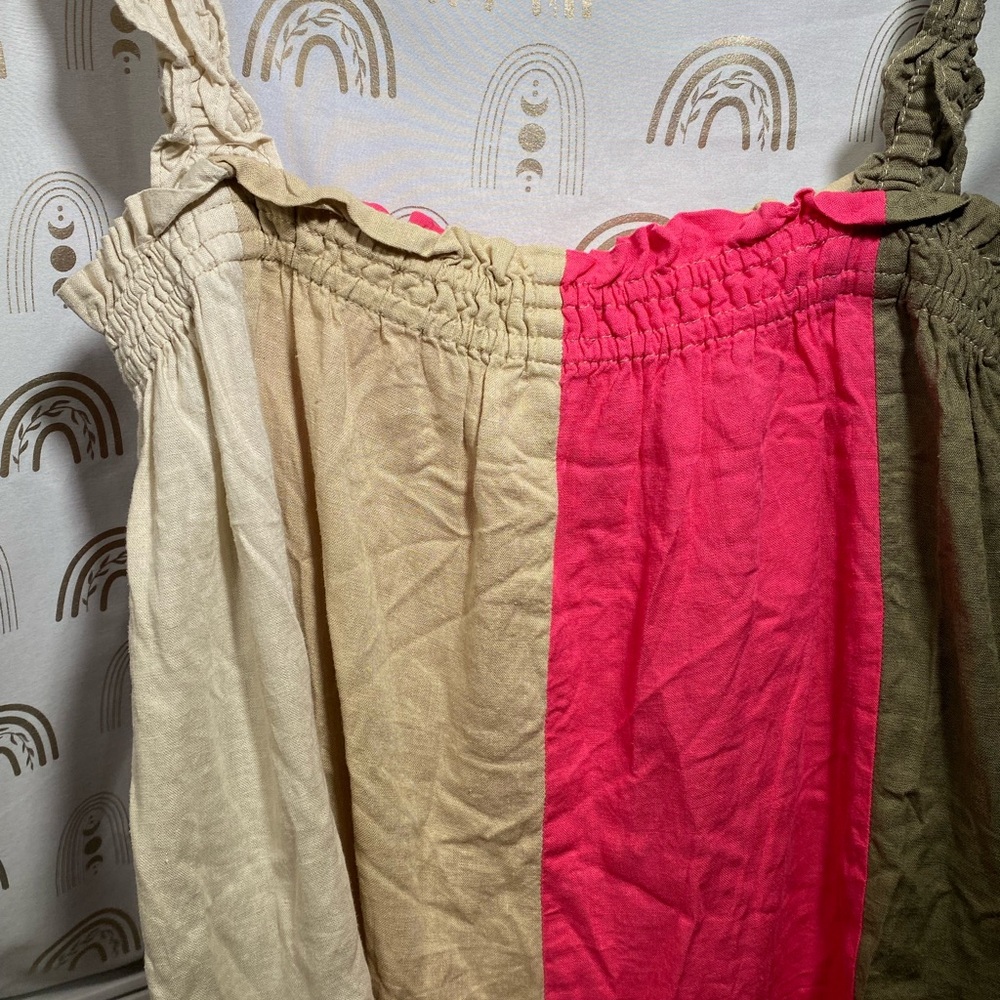 Cato Pink and Tan Ruffled BOHO Camisole - Picture 4 of 7